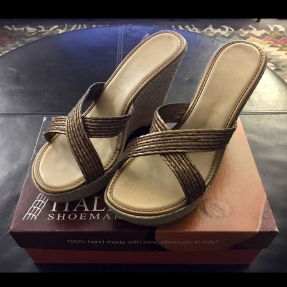 Italian Shoemakers Bronze Wedges Size 9